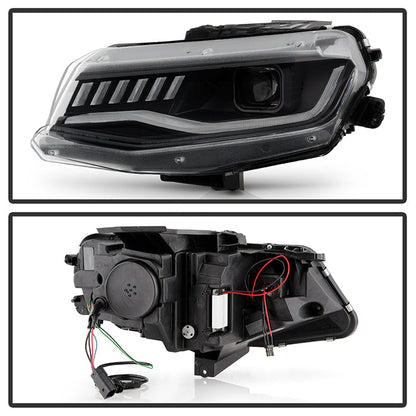 Spyder Chevy Camaro 16-18 Halogen Model Projector Headlights Black PRO-YD-CCAM16HALSI-SEQ-BK 5087331