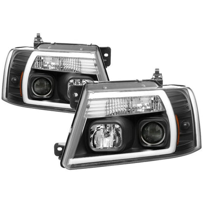 Spyder 04-08 Ford F-150 Projector Headlights - Light Bar DRL - Black PRO-YD-FF15004V2-LB-BK 5084484