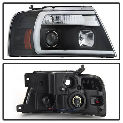 Spyder 04-08 Ford F-150 Projector Headlights - Light Bar DRL - Black PRO-YD-FF15004V2-LB-BK 5084484
