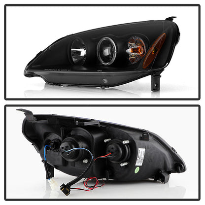 Spyder Honda Civic 01-03 2/4DR Projector Headlights - LED Halo Amber Reflector Blk PRO-YD-HC01-AM-BK 5010759