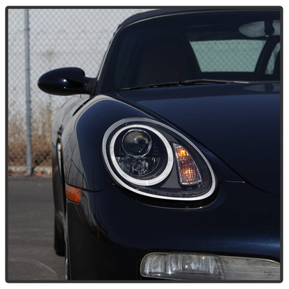 Spyder Porsche Cayman 05-08 Headlights - Halogen Model Only - DRL LED - Black PRO-YD-P98705-DRL-BK 5083197