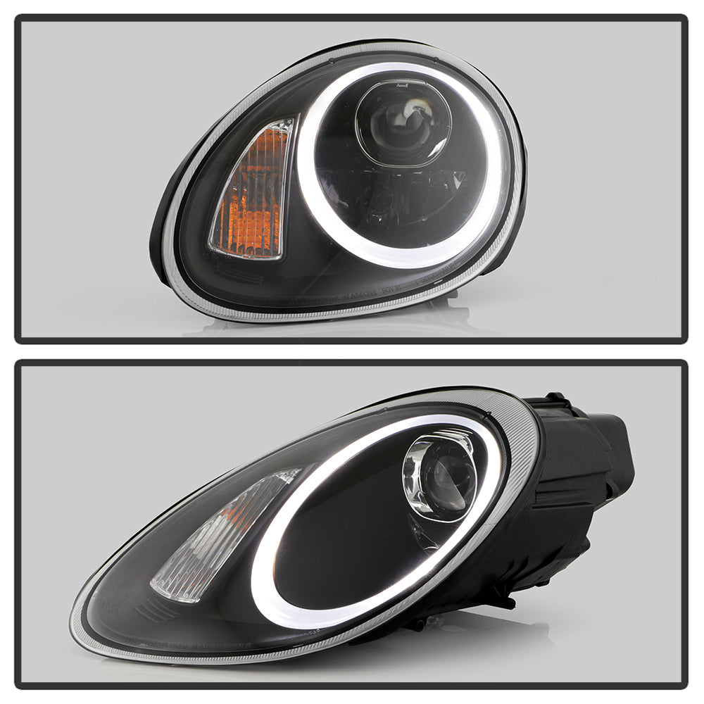 Spyder Porsche Cayman 05-08 Headlights - Halogen Model Only - DRL LED - Black PRO-YD-P98705-DRL-BK 5083197