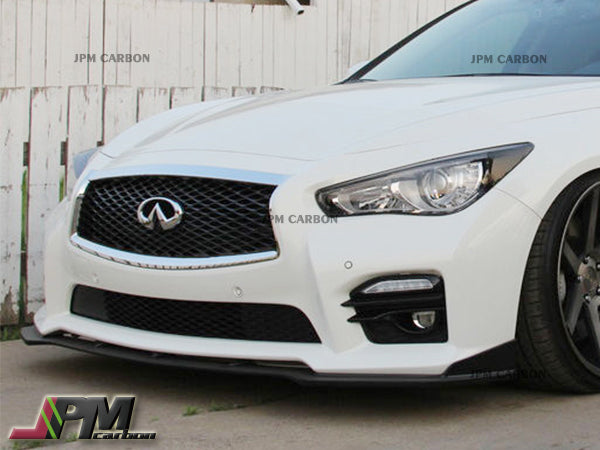ST Style Carbon Fiber Front Bumper Add-on Lip Fits For 2014-2017 Infiniti Q50 with Sport Package Only