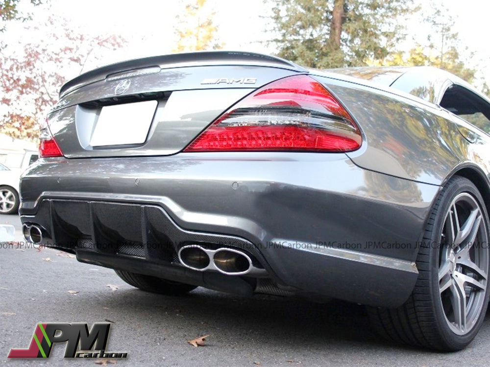 AMG Style Carbon Fiber Rear Diffuser (For Quad Tips) Fits For 2009-2012 Mercedes-Benz R230 Facelift SL550 SL63 S65 Only