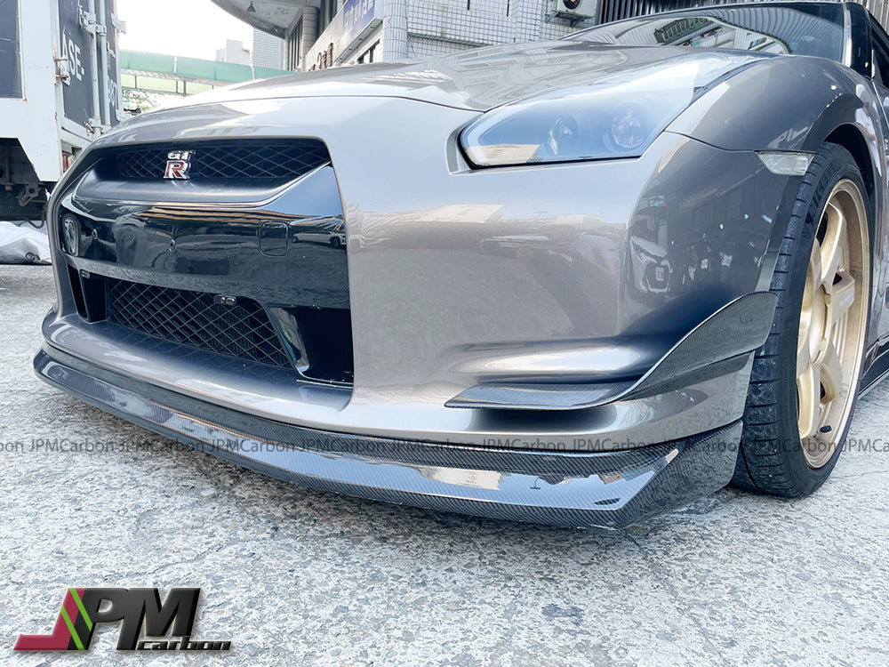 [JPMCarbon] K Style Carbon Fiber Front Bumper Add-on Lip Fits For 2008-2011 Nissan GT-R R35 Only