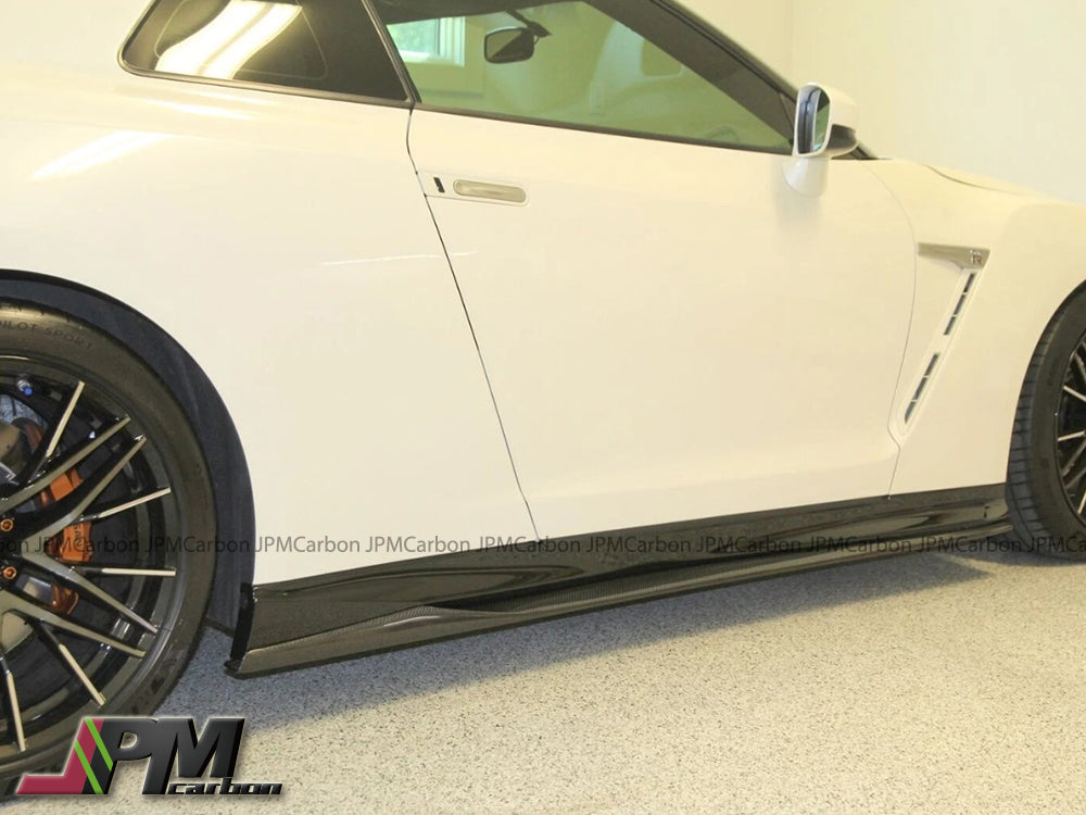 VR Style Carbon Fiber Side Skirt Add-on Lips Fits For 2017-2023 Nissan GT-R R35 Only