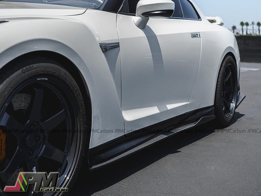 VR Style Carbon Fiber Side Skirt Add-on Lips Fits For 2017-2023 Nissan GT-R R35 Only