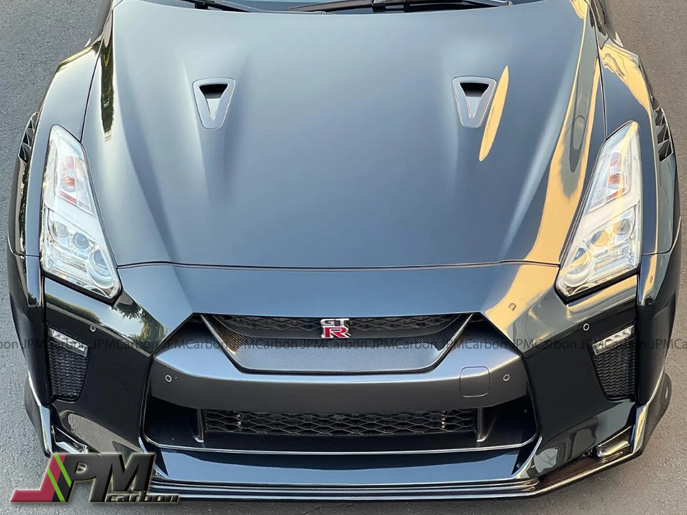 Carbon Fiber Front Add-on Grille Cover Fits For 2017-2021 Nissan GT-R R35 Only