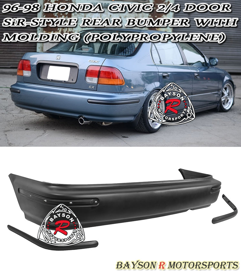 SiR Style Rear Bumper For 1996-1998 Honda Civic (2Dr Coupe/4Dr Sedan)