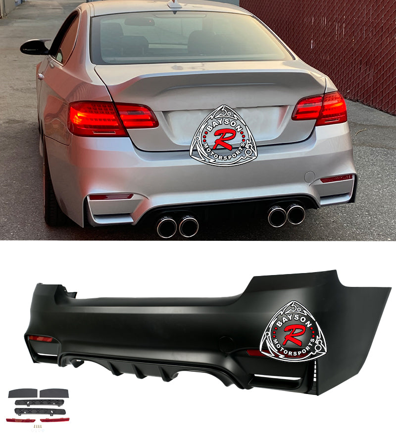 M4 Style Rear Bumper For 2007-2013 BMW 3-Series (2Dr, E92/E93 Dual Exhaust, Quad Tips)