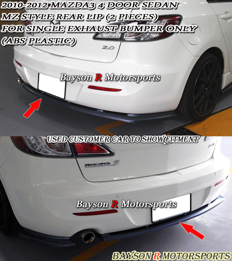 MS Style Rear Lip (Single Exhaust) For 2010-2012 Mazda-3 (4Dr Sedan)