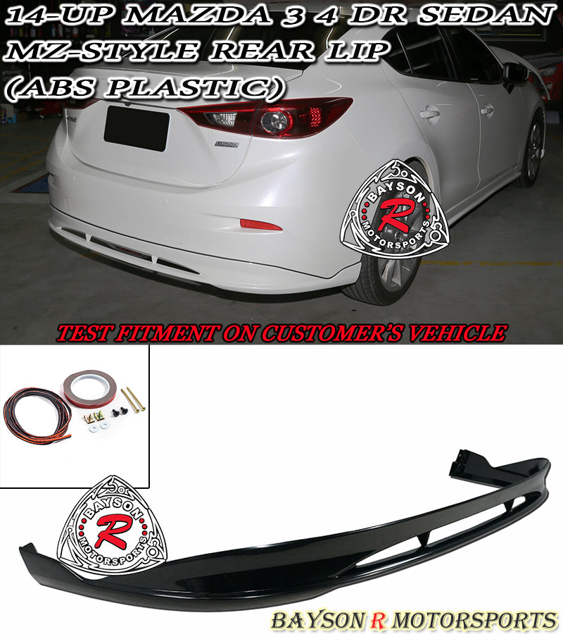 MZ Style Rear Lip For 2014-2018 Mazda-3 (4Dr Sedan)