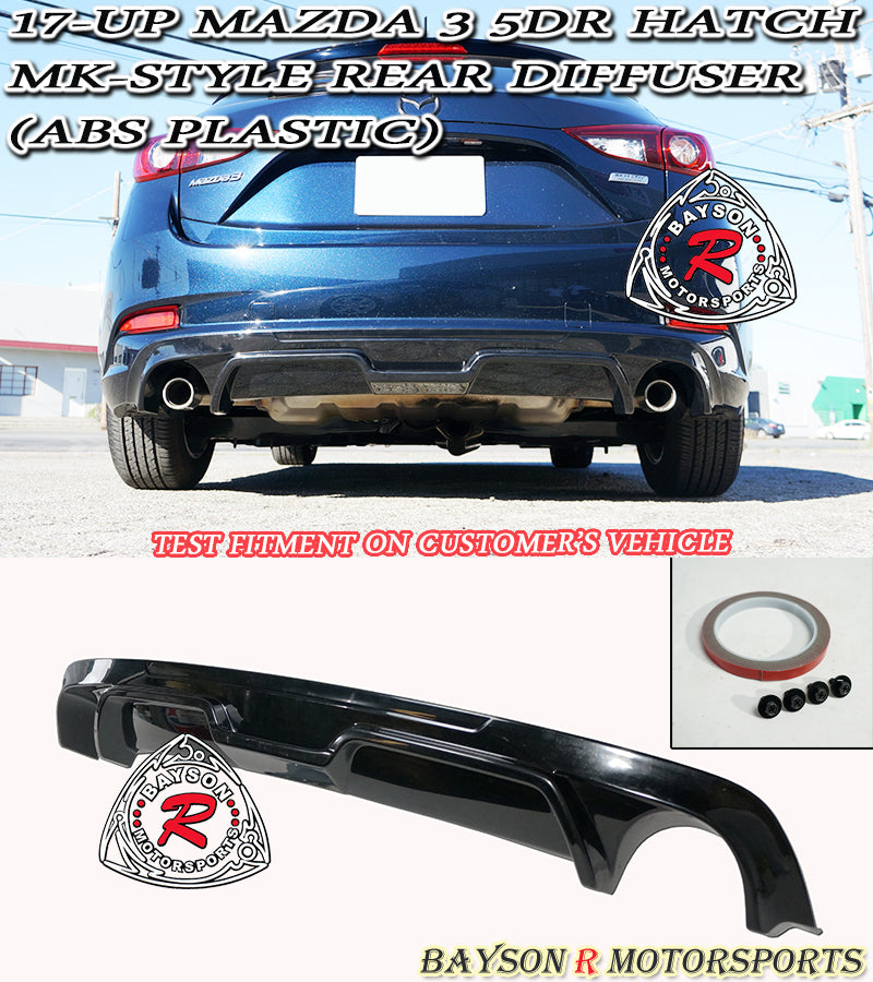 MK Style Rear Diffuser For 2017-2018 Mazda-3 (5Dr Hatchback)