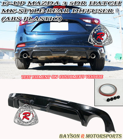 MK Style Rear Diffuser For 2017-2018 Mazda-3 (5Dr Hatchback)