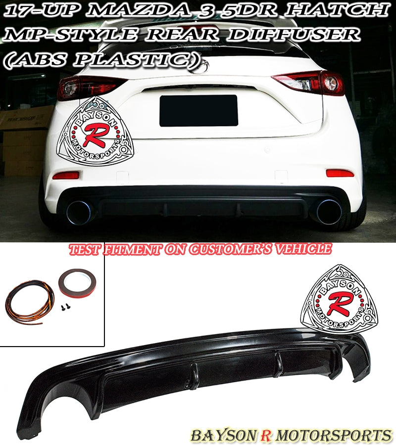 MP Style Rear Diffuser For 2017-2018 Mazda-3 (5Dr Hatchback)