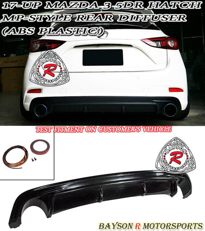 MP Style Rear Diffuser For 2017-2018 Mazda-3 (5Dr Hatchback)