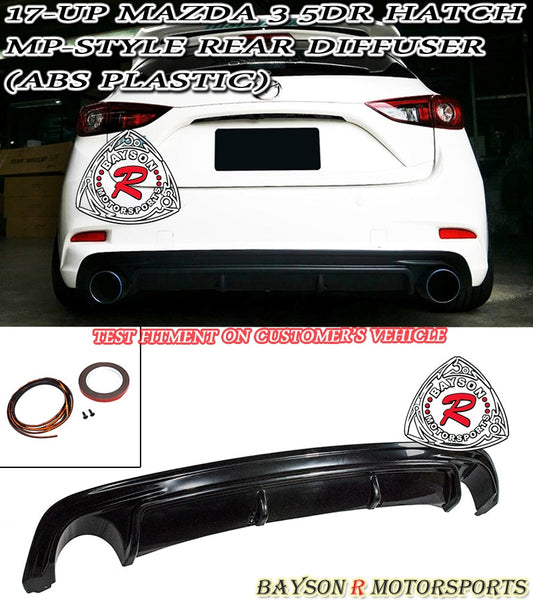 MP Style Rear Diffuser For 2017-2018 Mazda-3 (5Dr Hatchback)
