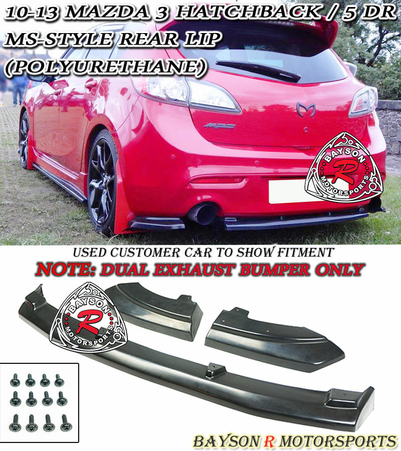 MS Style Rear Lip (Dual Exhaust) For 2010-2013 Mazda-3/Mazdaspeed-3 (5Dr Hatchback)