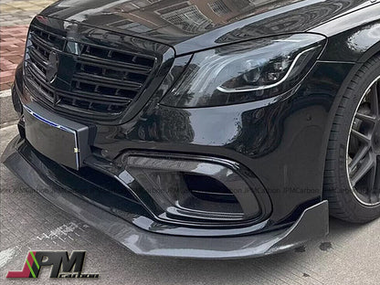 B Style Carbon Fiber Front Lip Fits For 2018-2020 Mercedes-Benz W222 Facelift S63 S65 Only