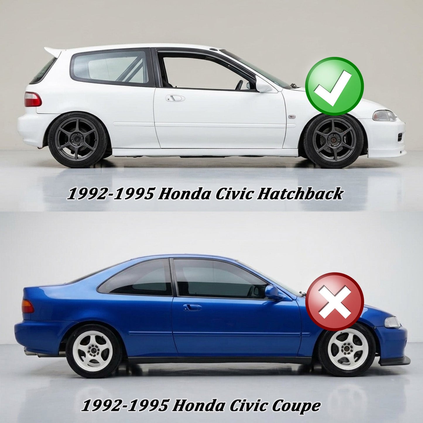 JDM Thin Side Door Molding For 1992-1995 Honda Civic (3Dr Hatchback)