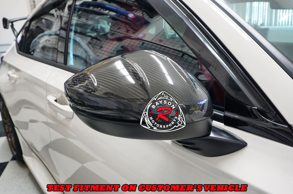 MU Style Side Mirror Cover w/ Turn Signal Cutout Replacement (Dry Carbon Fiber) For 2022-2026 Honda Civic & Type R (FL5)