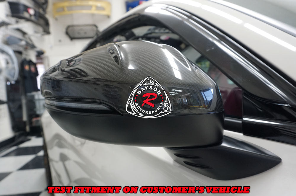 MU Style Side Mirror Cover w/ Turn Signal Cutout Replacement (Dry Carbon Fiber) For 2022-2026 Honda Civic & Type R (FL5)