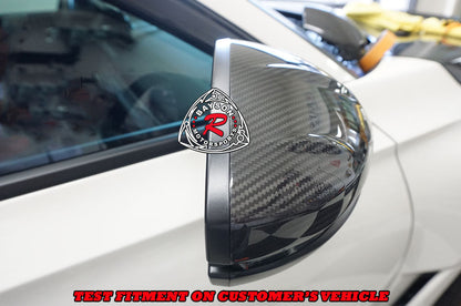 MU Style Side Mirror Cover w/ Turn Signal Cutout Replacement (Dry Carbon Fiber) For 2022-2026 Honda Civic & Type R (FL5)