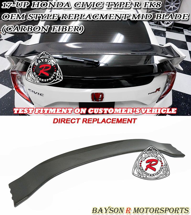 OE Style Spoiler Mid Blade (Carbon Fiber) For 2017-2021 Honda Civic Typer R (FK8)