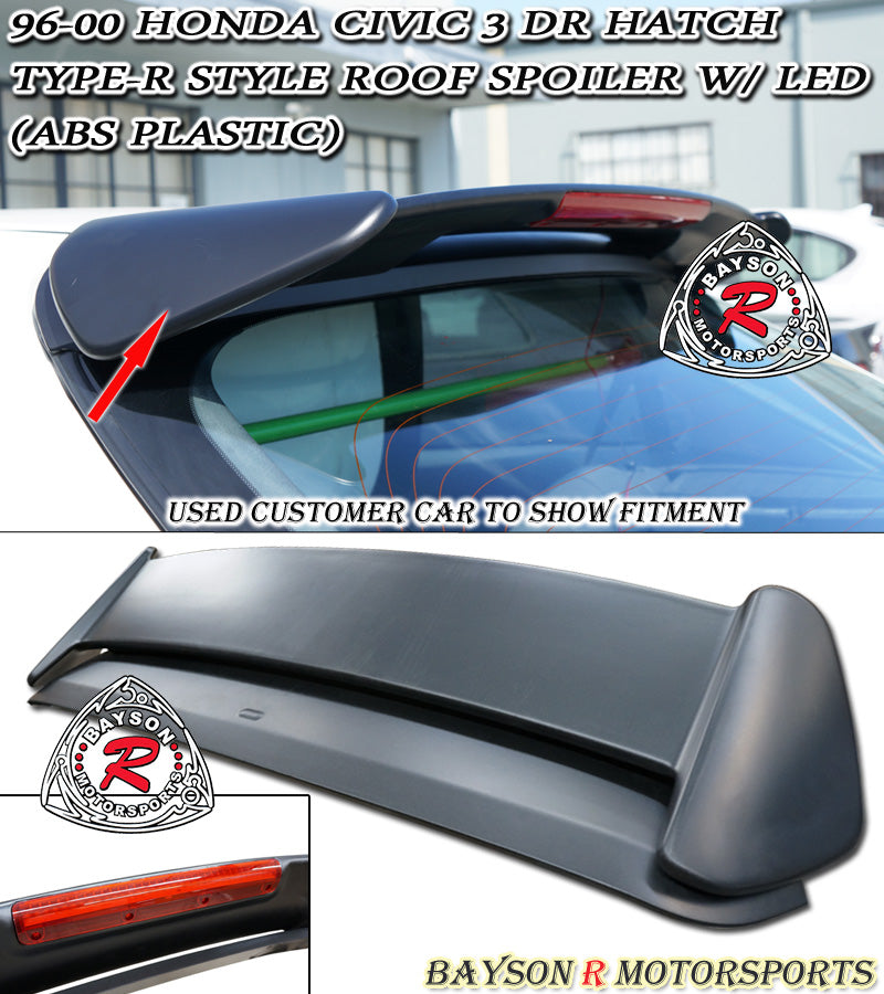 TR Style Spoiler w/ LED 3rd Brake Light For 1996-2000 Honda Civic (3Dr Hatchback)