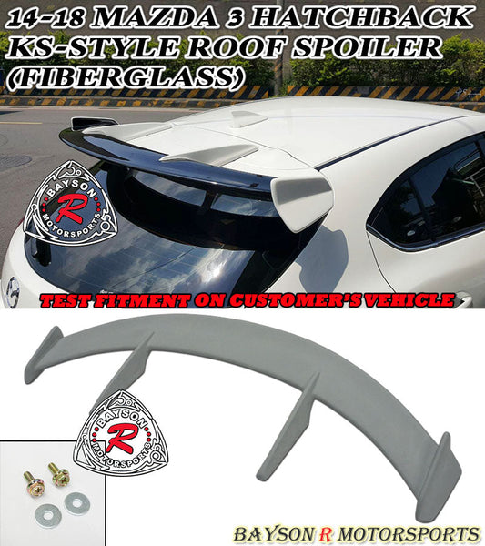 KS Style Spoiler (Primer Grey) For 2014-2018 Mazda-3 (5Dr Hatchback)