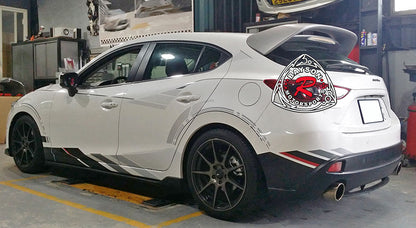 MS Style Spoiler w/ Red Lens LED 3rd Brake Light For 2014-2018 Mazda-3 (5Dr Hatchback)