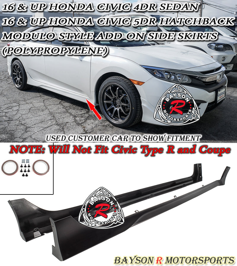 Mod Style Side Skirts For 2016-2021 Honda Civic (4Dr Sedan/5Dr Hatchback)