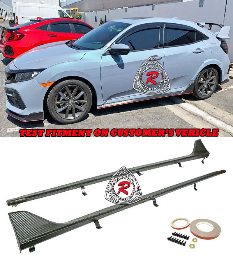 TR Style Side Skirts (Carbon Look) For 2016-2021 Honda Civic (4Dr Sedan/5Dr Hatchback)