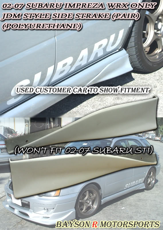 JDM Style Side Skirts Rear Spats Strakes For 2002-2007 Subaru Impreza/WRX
