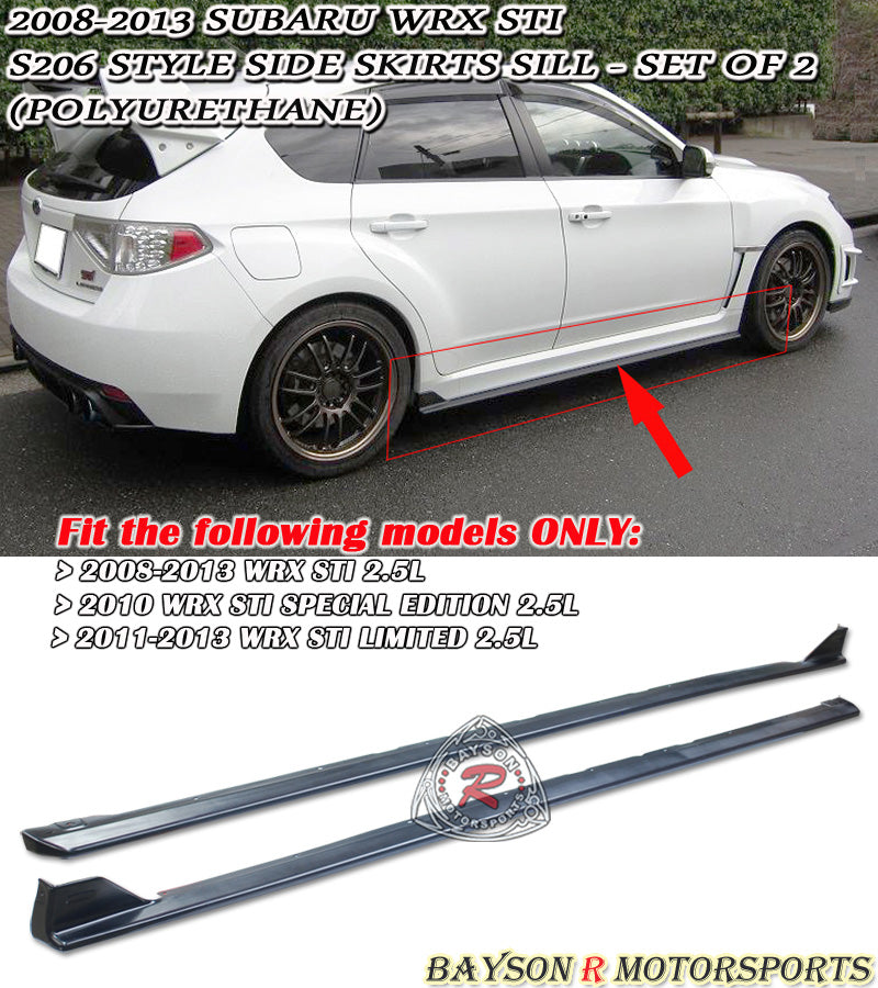 S206 Style Side Skirts For 2008-2014 Subaru WRX/WRX Sti