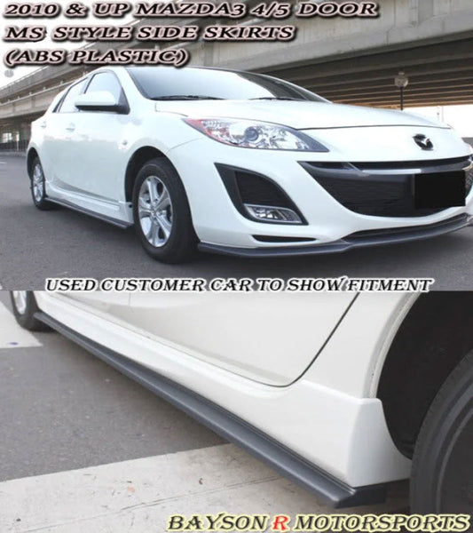MS Style Add-On Side Skirts For 2010-2013 Mazda-3/Mazdaspeed-3