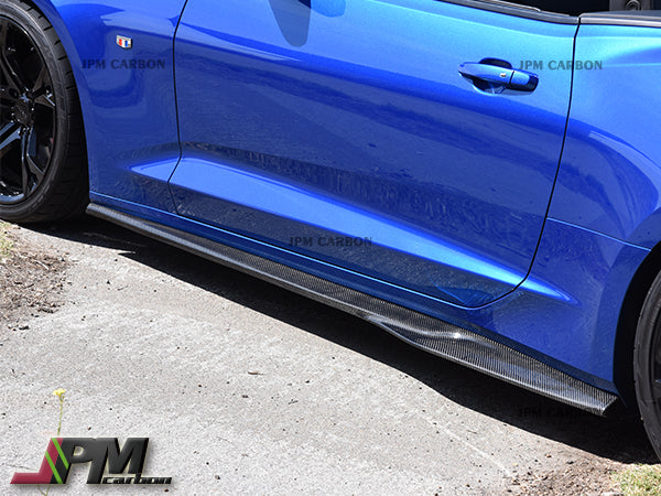 JPM R1 Carbon Fiber Side Skirt Add-on Lip Fits For 2016-2022 Chevy Camaro SS Only