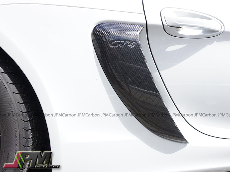 [JPMCarbon] GT4 Style Side Scoops w/ Logo (Carbon Fiber) For 2013-2016 Porsche Cayman / Boxster (981)