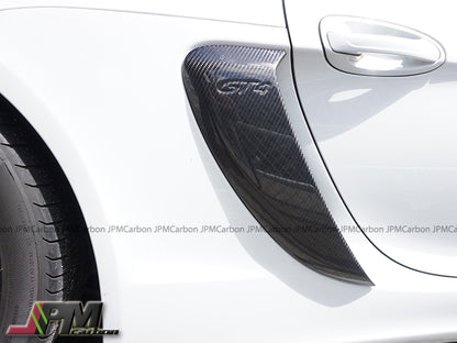 [JPMCarbon] GT4 Style Side Scoops w/ Logo (Carbon Fiber) For 2013-2016 Porsche Cayman / Boxster (981)