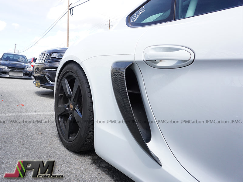 [JPMCarbon] GT4 Style Side Scoops w/ Logo (Carbon Fiber) For 2013-2016 Porsche Cayman / Boxster (981)