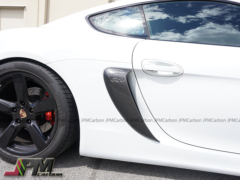 [JPMCarbon] GT4 Style Side Scoops w/ Logo (Carbon Fiber) For 2013-2016 Porsche Cayman / Boxster (981)