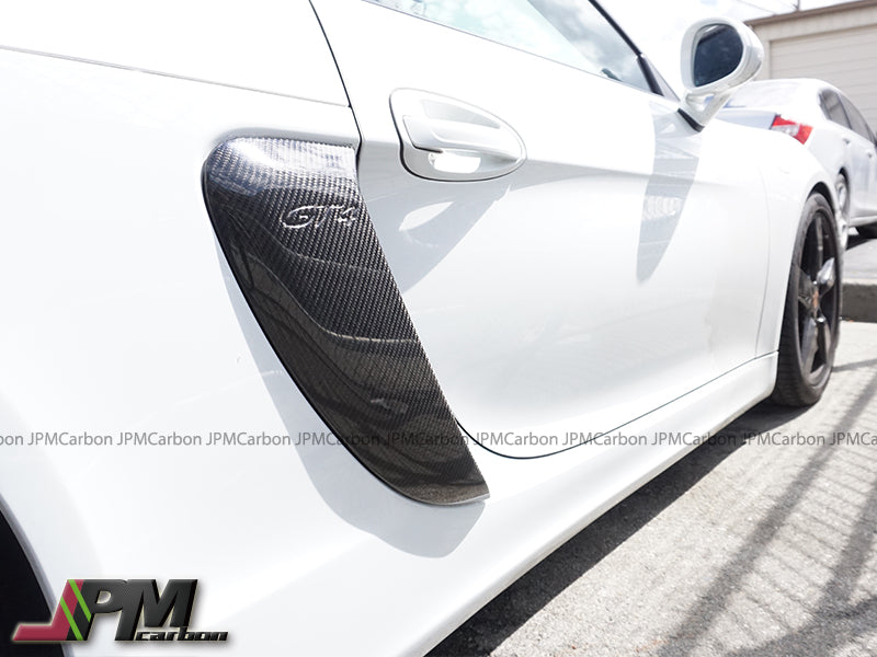 [JPMCarbon] GT4 Style Side Scoops w/ Logo (Carbon Fiber) For 2013-2016 Porsche Cayman / Boxster (981)