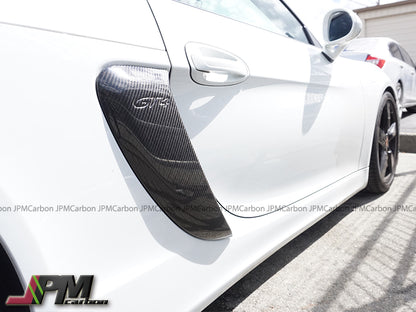 [JPMCarbon] GT4 Style Side Scoops w/ Logo (Carbon Fiber) For 2013-2016 Porsche Cayman / Boxster (981)