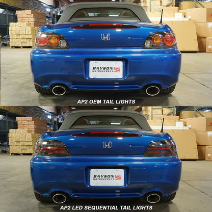 JDM Style LED Sequential Tail Lights (Black Chrome Housing) For 2004-2009 Honda S2000 (AP2)