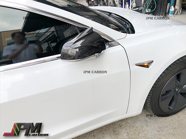 Carbon Fiber Replacement Mirror Covers Fits For 2017-2023 Tesla Model 3 Only