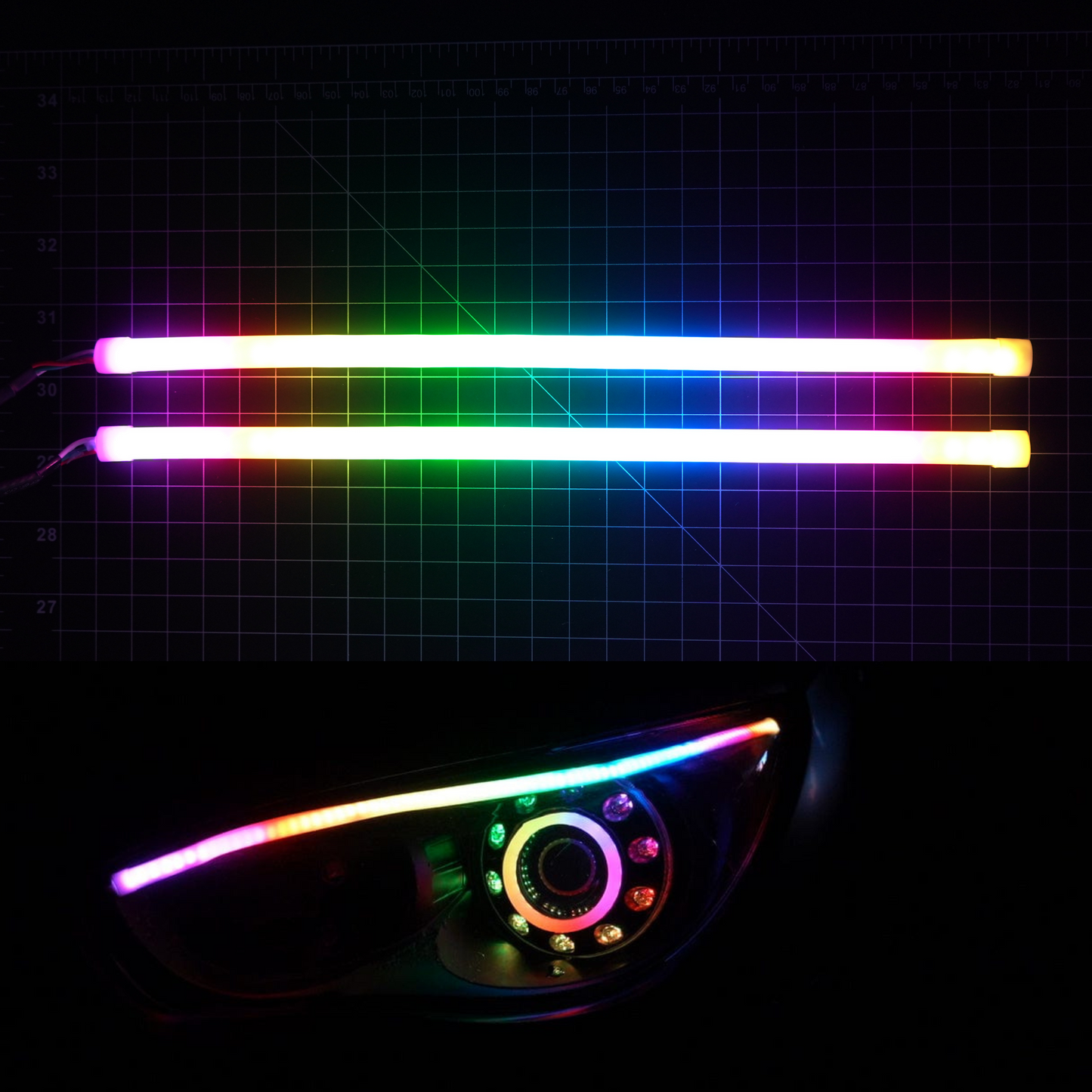 Universal Flexible DRL Tube Diffused Strips | Multicolor