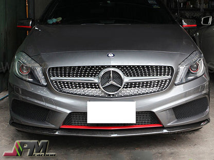 R Style Carbon Fiber Front Bumper Add-on Lip Fits For 2013-2015 Mercedes-Benz W176 Pre-facelift A-Class with AMG Sport Package Only