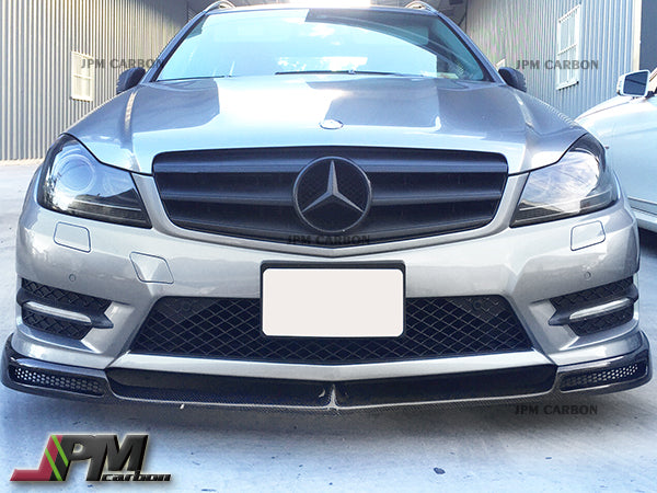 V Style Carbon Fiber Front Bumper Add-on Lip Fits For 2012-2014 Mercedes-Benz W204 C204  Facelift C-Class with AMG Sport Package Only