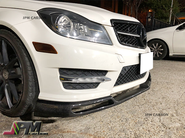 V Style Carbon Fiber Front Bumper Add-on Lip Fits For 2012-2014 Mercedes-Benz W204 C204  Facelift C-Class with AMG Sport Package Only