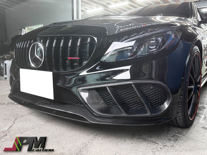 Carbon Fiber Front Bumper Vent Add-on Covers Fits For 2015-2018 Mercedes-Benz W205 Pre-facelift C-Class w/  AMG Sport Package (Copy)